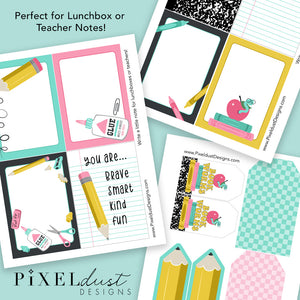 First & Last Day of School Printable Pennant Flags, Back to School Bundle, Lunchbox Notes