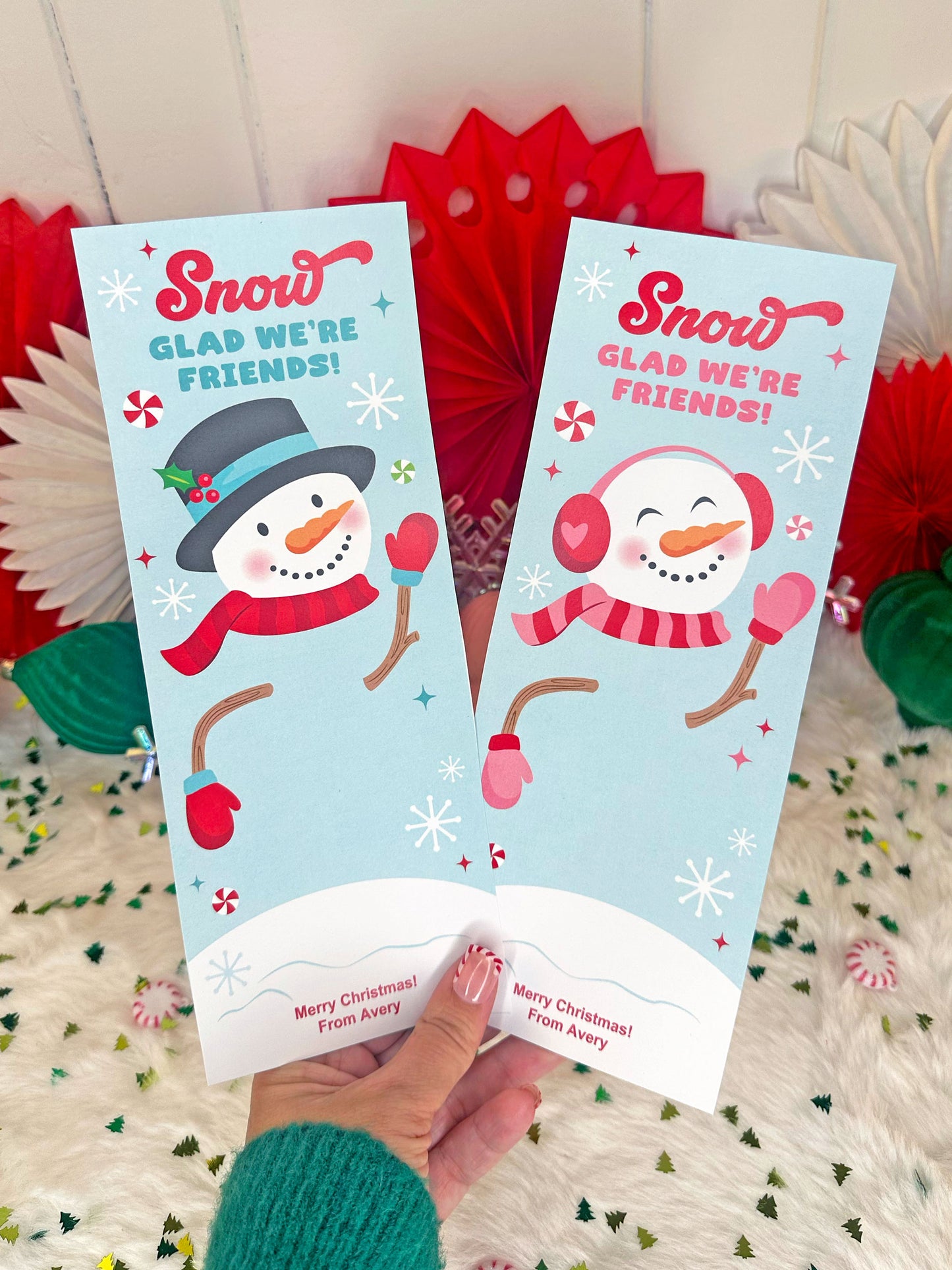 Snowman Powdered Donut Printable Christmas Treat Cards