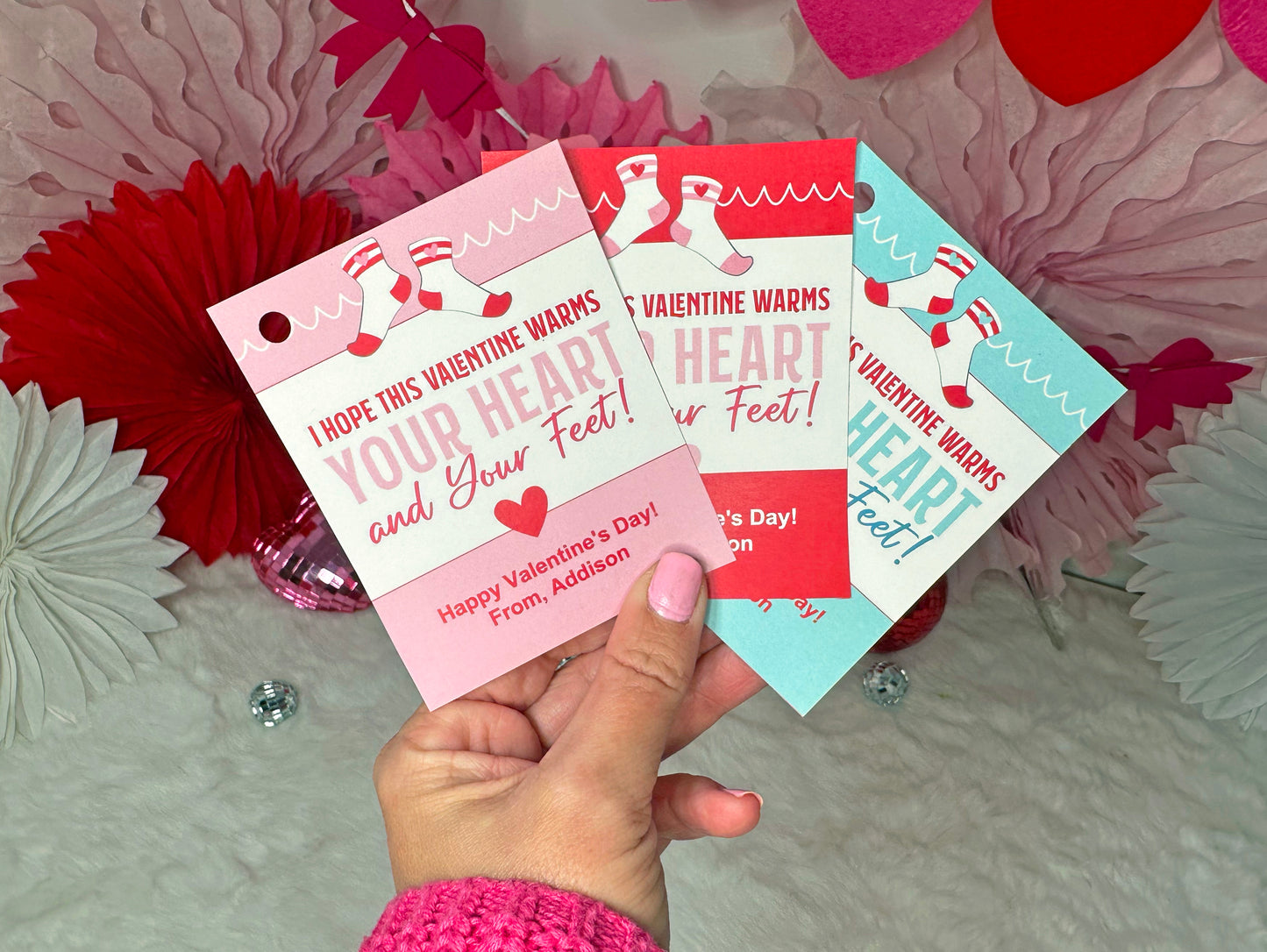 Printable Sock Valentine Tags and Wrappers