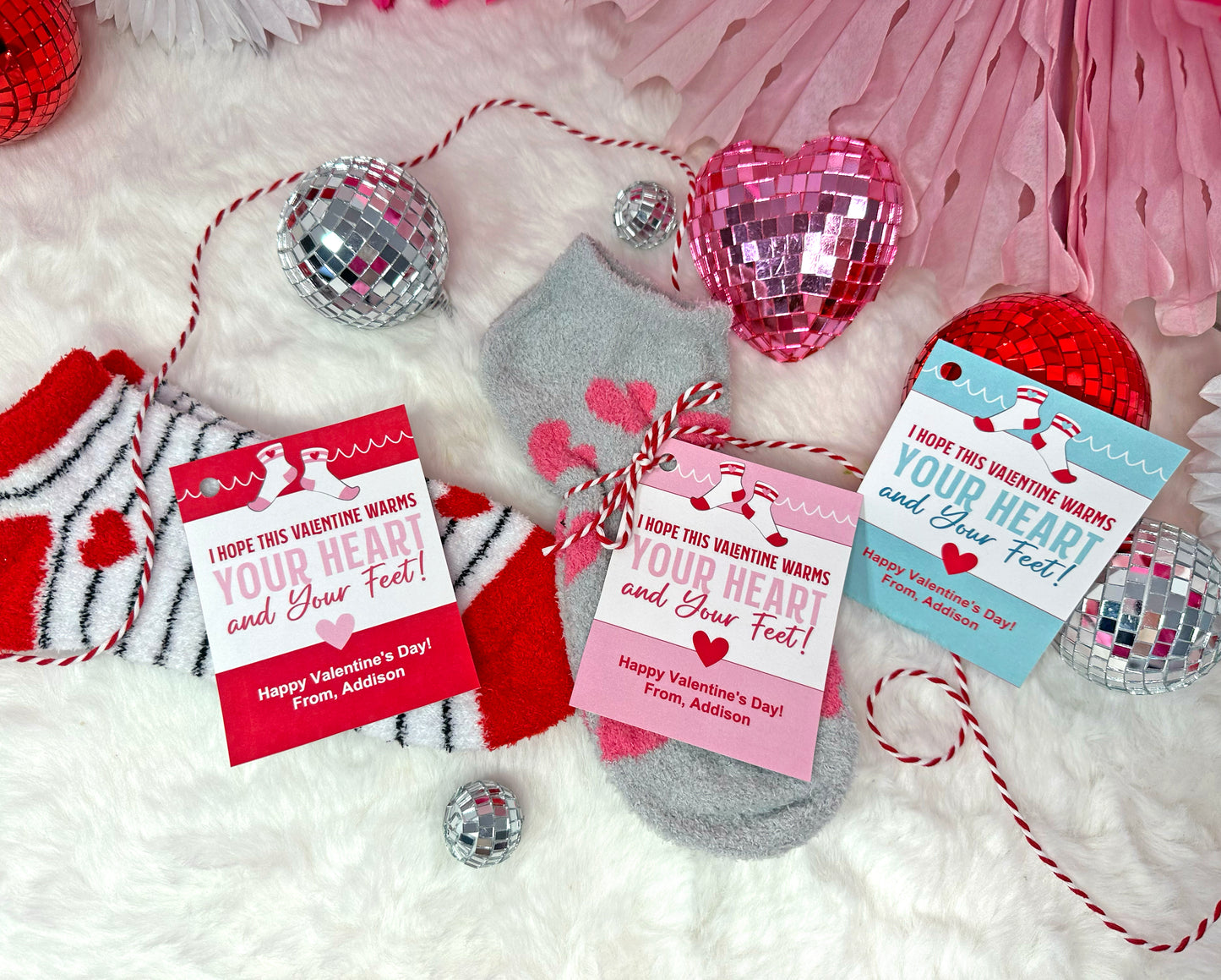 Printable Sock Valentine Tags and Wrappers