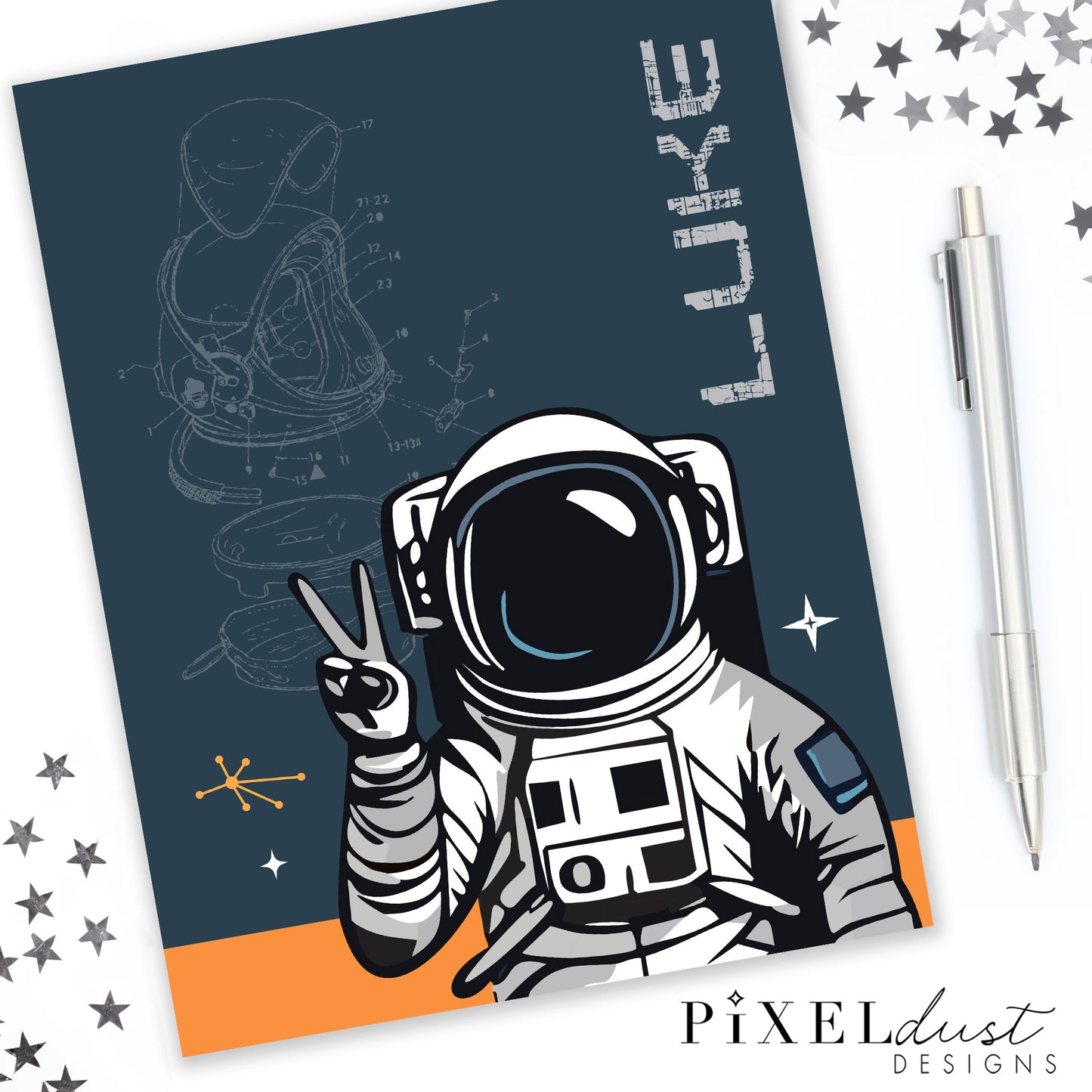 Astronaut Space Shuttle Personalized Binder Cover Set