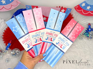Let the Sparks Fly Like the 4th of July Sparkler Holder Cards, Patriotic Party Favors