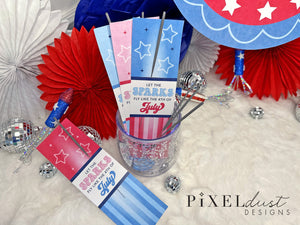Let the Sparks Fly Like the 4th of July Sparkler Holder Cards, Patriotic Party Favors