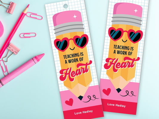 Printable Valentine Pencil Bookmark Teacher Gift Tags