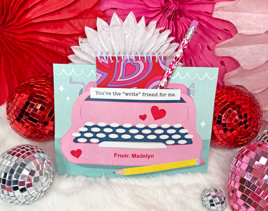 Vintage Typewriter Valentines, Treat Holder Printable Classroom Valentine Cards