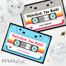 Load image into Gallery viewer, Retro Cassette Tape Valentines, You Rock Printable Valentine Cards
