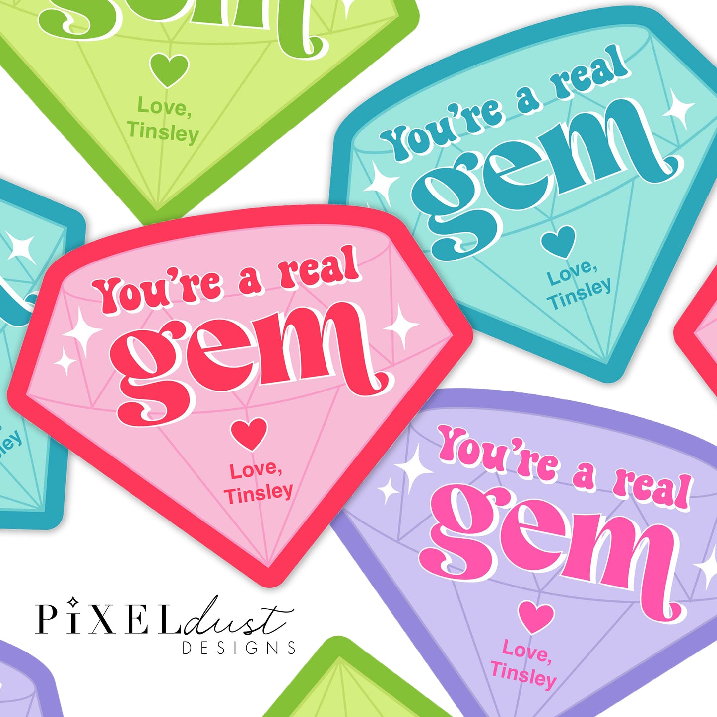 You're a Gem, Printable Ring Pop Valentine Cards