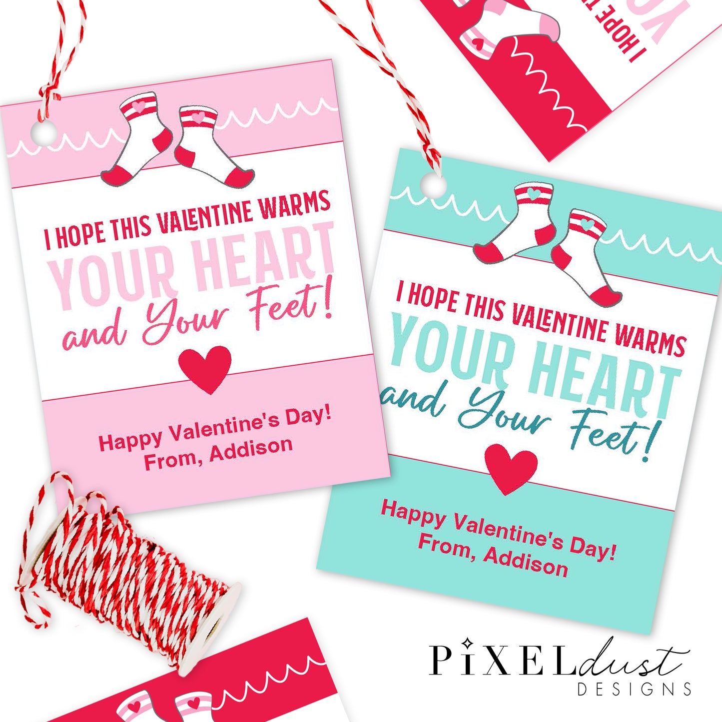 Printable Sock Valentine Tags and Wrappers