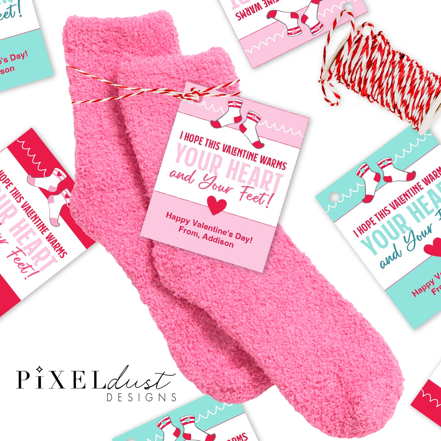 Printable Sock Valentine Tags and Wrappers