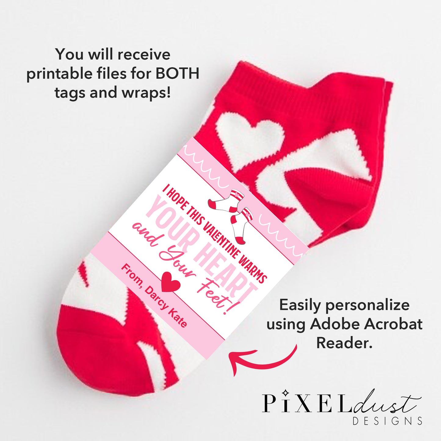 Printable Sock Valentine Tags and Wrappers