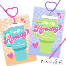 Load image into Gallery viewer, Silly Straw, Trendy Cup, Water Bottle Printable Valentine Cards
