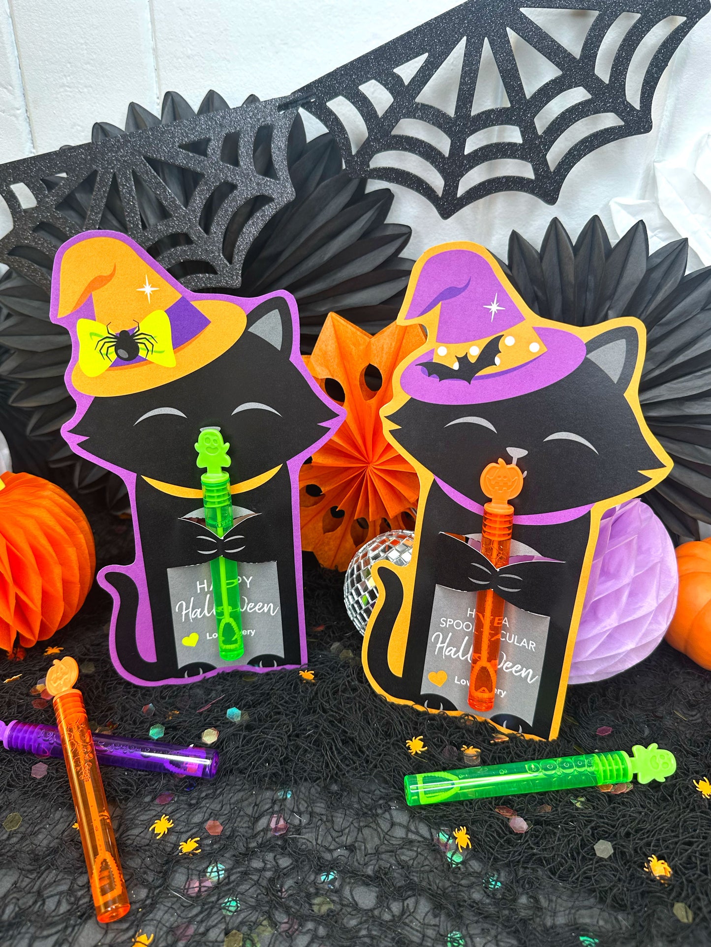 Black Cat Witch Halloween Treat Holder Printable Card