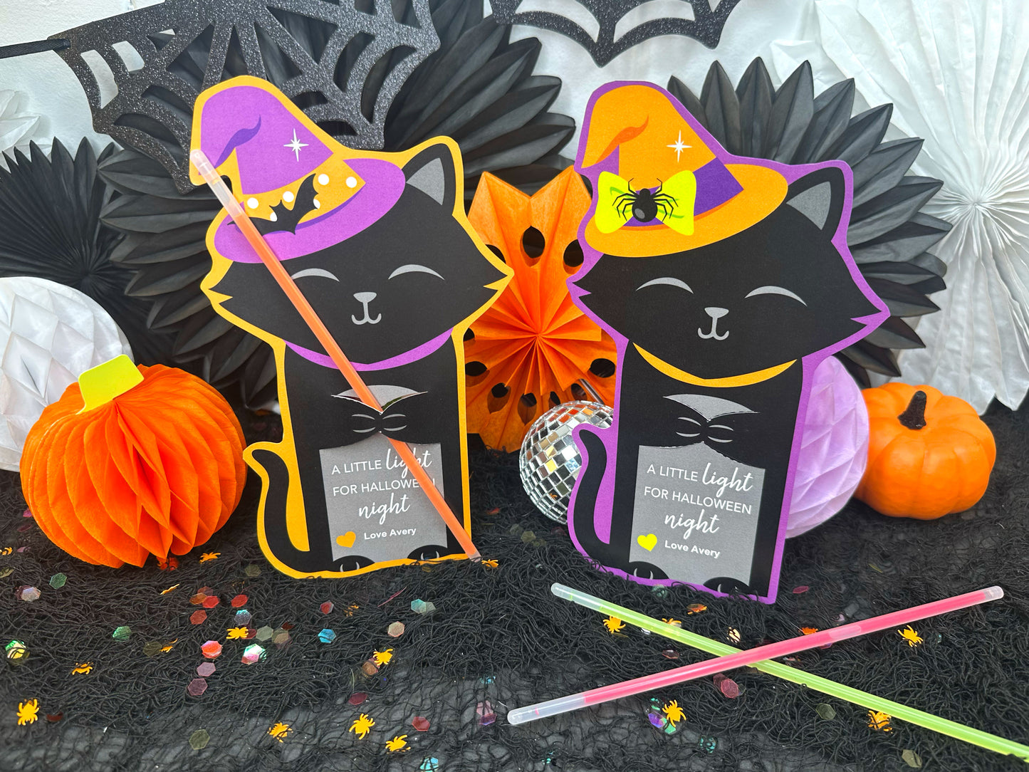 Black Cat Witch Halloween Treat Holder Printable Card