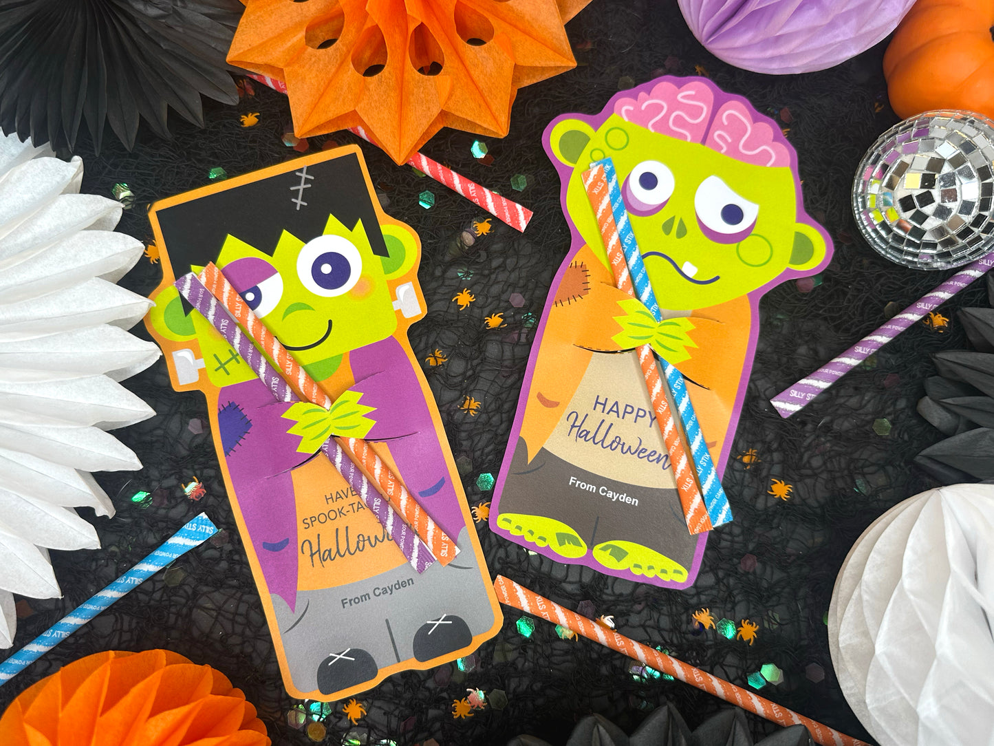 Frankenstein & Zombie Halloween Treat Holder Printable Cards