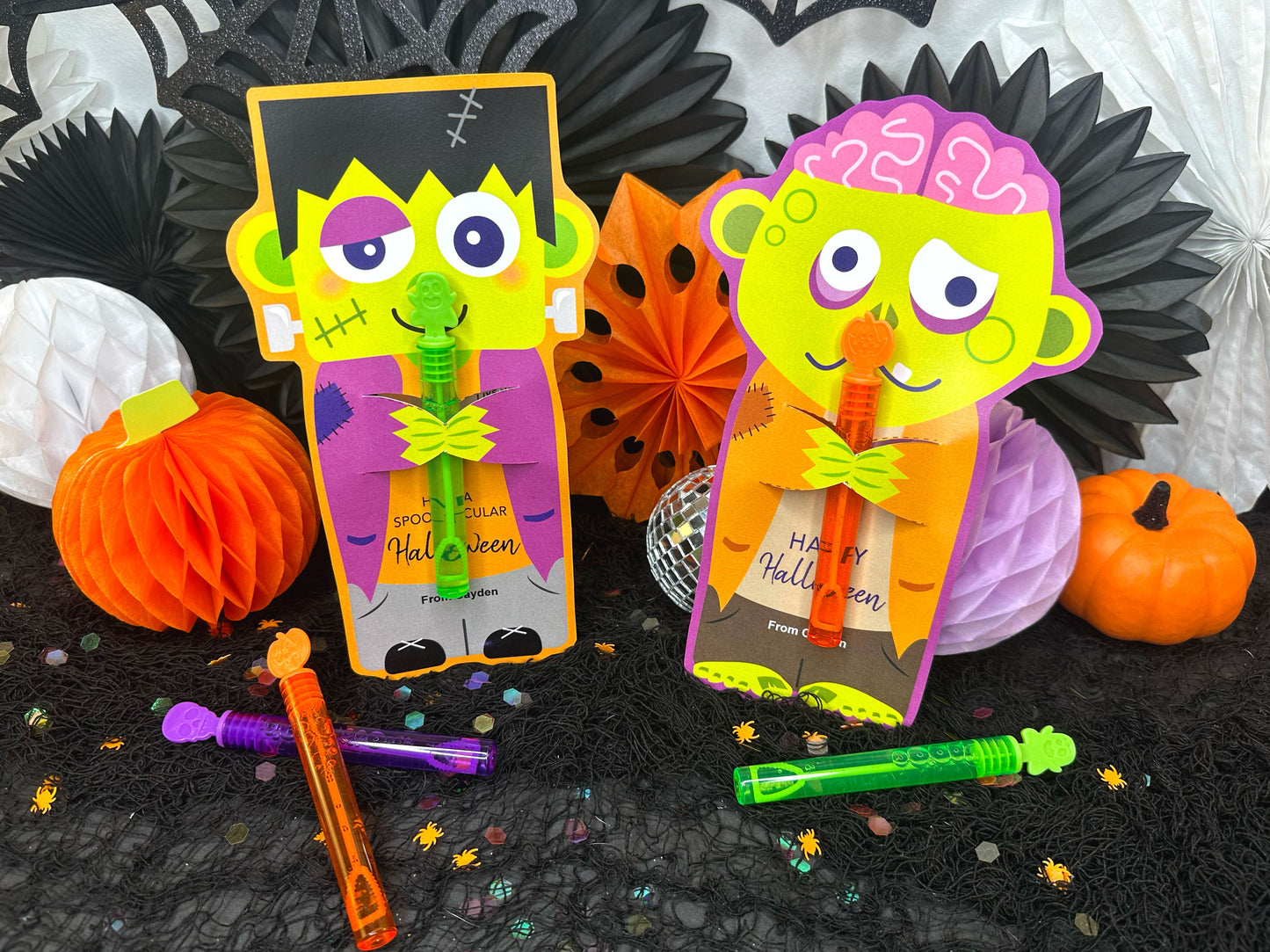 Frankenstein & Zombie Halloween Treat Holder Printable Cards
