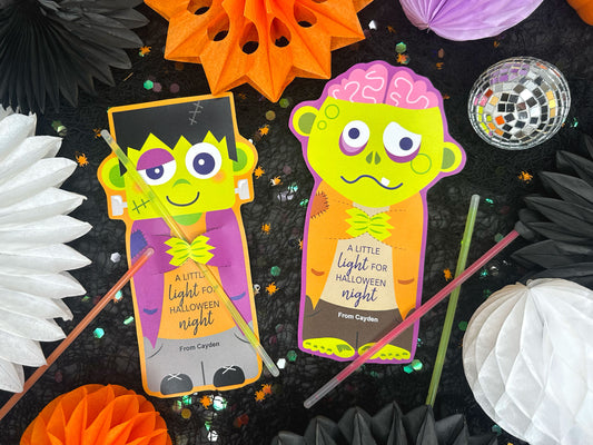 Frankenstein & Zombie Halloween Treat Holder Printable Cards