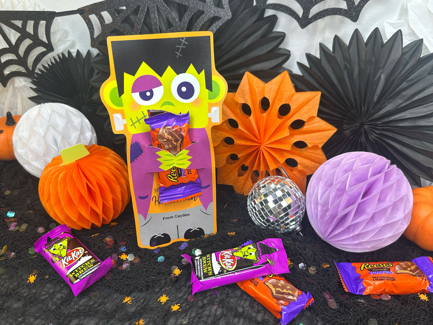 Frankenstein & Zombie Halloween Treat Holder Printable Cards