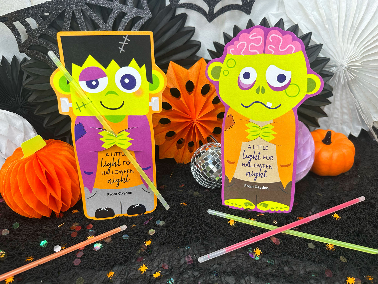 Frankenstein & Zombie Halloween Treat Holder Printable Cards