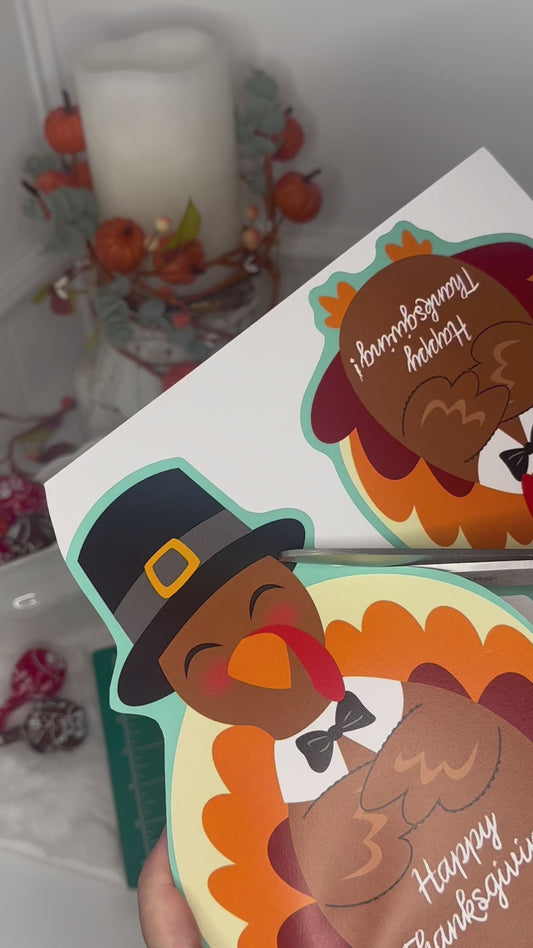 Thanksgiving Turkey Printable Treat Holder Card, Thanksgiving Coloring Card for Kids