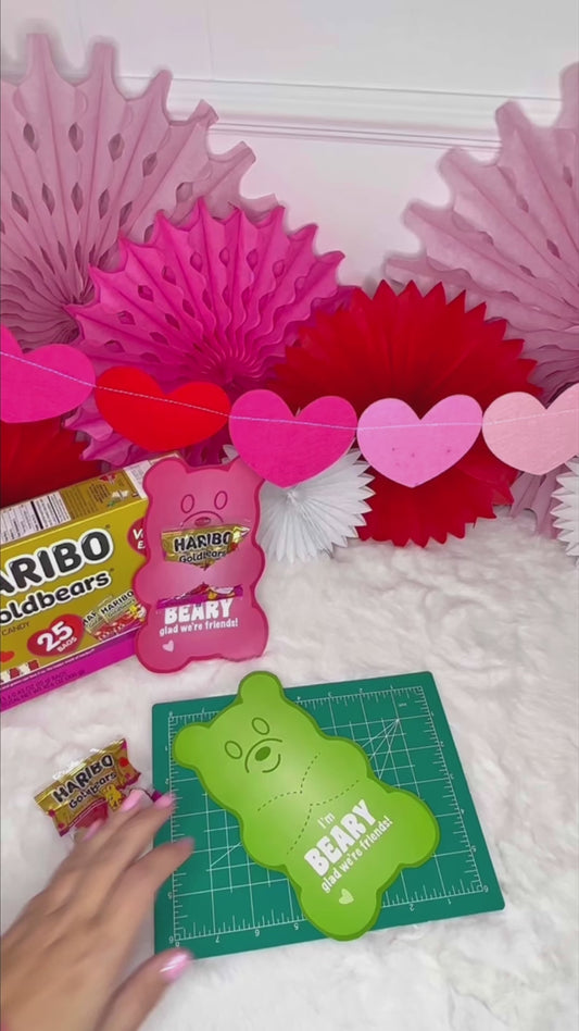 Gummy Bear Printable Valentine Treat Holder Cards