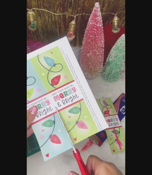 May Your Days Be Merry & BRIGHT Christmas Glow Stick Holder Cards for Kids