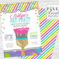 Art Painting Girl's Printable Birthday Party Invitation File