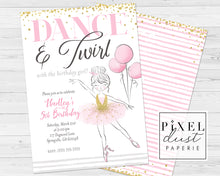 Load image into Gallery viewer, Ballerina Girl&#39;s Printable Ballet Birthday Party Invitation File
