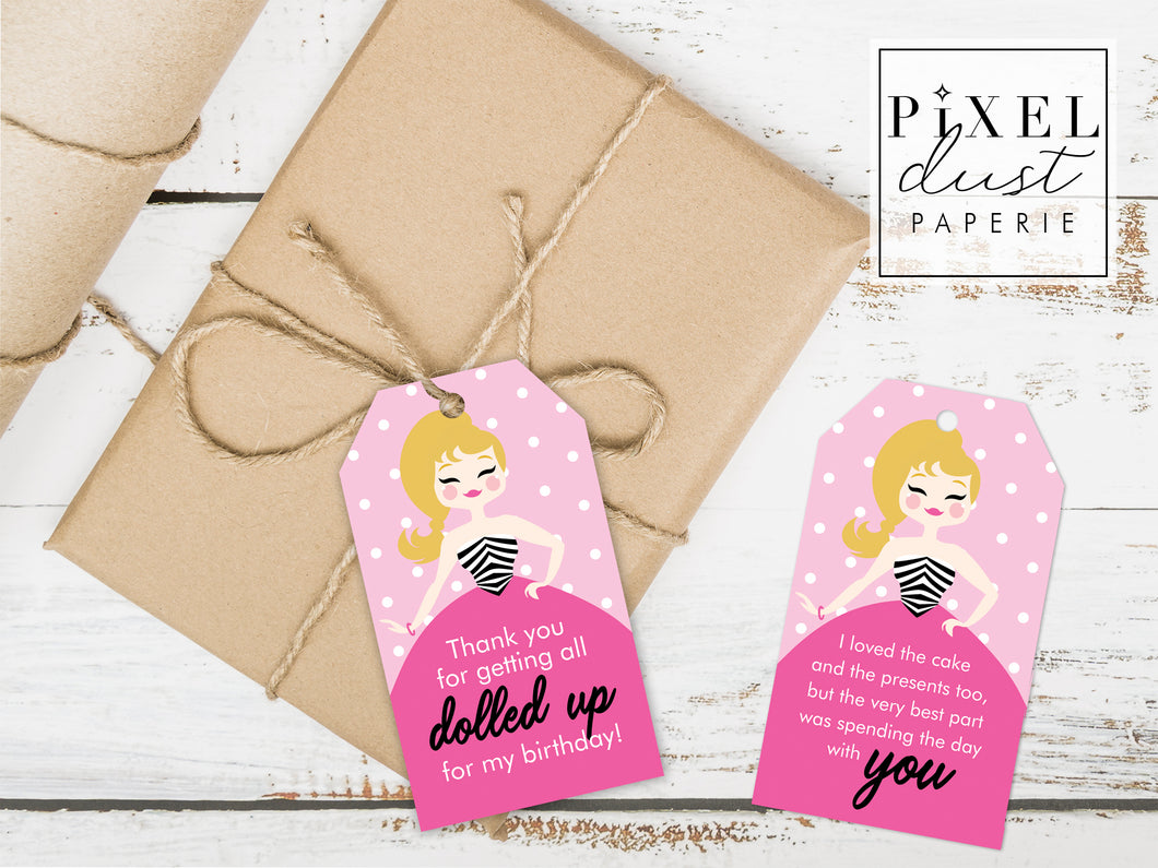 Classic Doll Birthday Party Favor Thank You Tags Printable File – Pixeldust  Designs