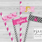 Classic Doll Birthday Party Straw Flags Printable File