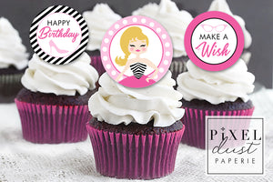 Classic Doll Birthday Printable Cupcake Toppers / Picks