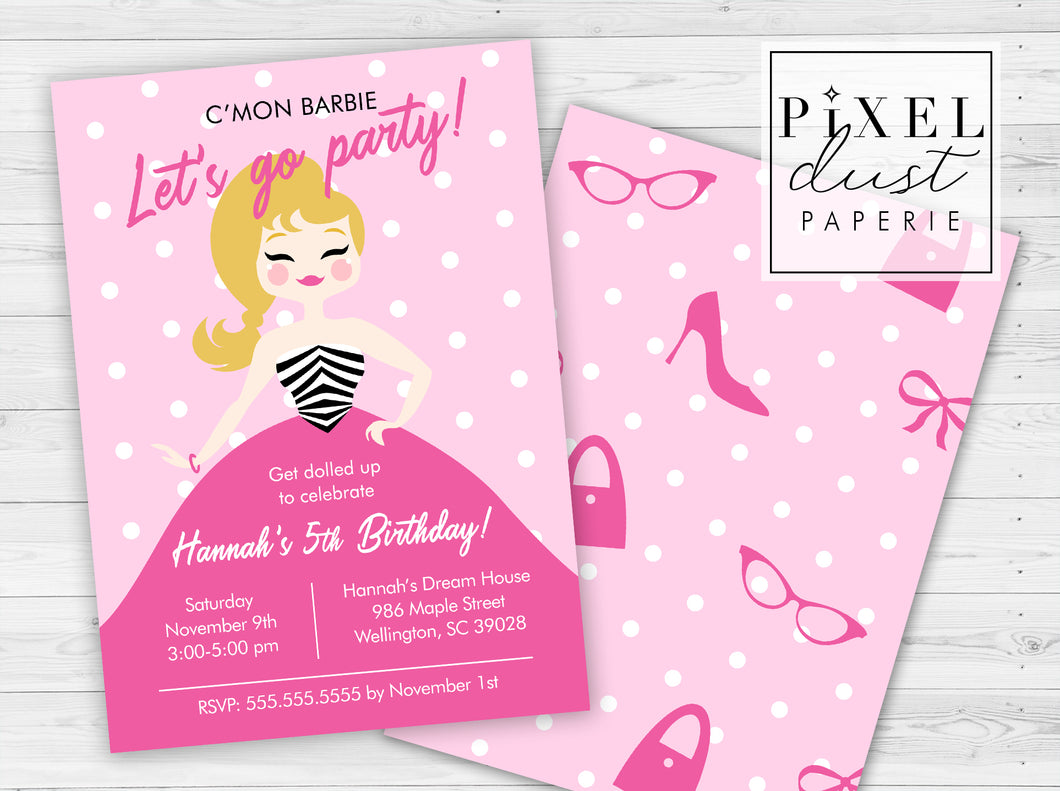 Classic Doll Printable Birthday Party Invitation File