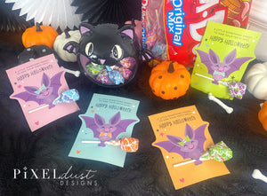 Cute Bat Treat Holder Printable Halloween Cards