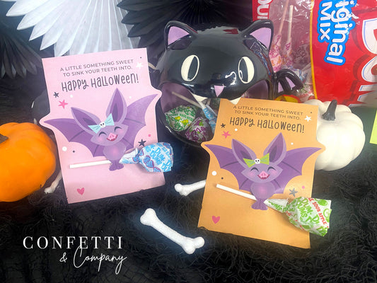 Cute Bat Treat Holder Printable Halloween Cards