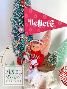 FULL SET of Elf on the Shelf Pennant Flags, Set of 16
