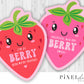 Berry Sweet Strawberry Printable Valentine Cards