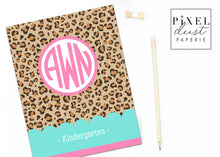 Load image into Gallery viewer, Personalized Monogram Leopard Print Pencil Binder Cover Set
