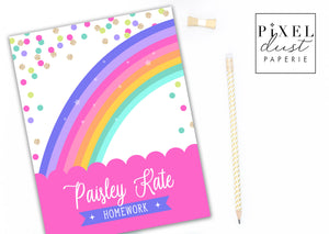 Rainbow Unicorn School Binder Cover Set