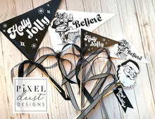Load image into Gallery viewer, Classic Black and White Christmas Pennant Flag Set
