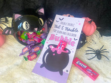 Load image into Gallery viewer, Bubble Tape, Double Double Toil &amp; Trouble Witch Cauldron Printable Halloween Cards
