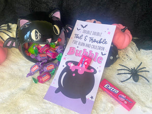 Bubble Tape, Double Double Toil & Trouble Witch Cauldron Printable Halloween Cards
