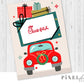 Retro Car Printable Christmas Gift Card Holder