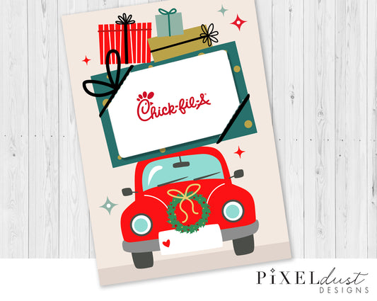 Retro Car Printable Christmas Gift Card Holder