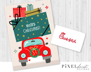 Retro Car Printable Christmas Gift Card Holder