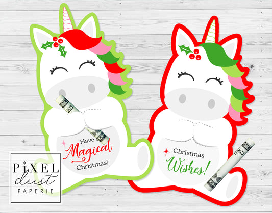 Christmas Unicorn Treat / Money Holder Card