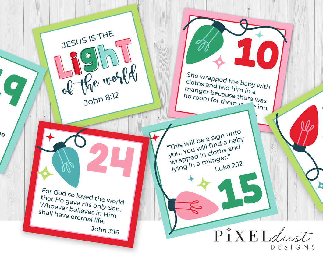 Christmas Countdown Printable Advent Calendar Scripture Cards