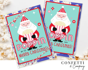 Retro Santa Printable Popcorn Christmas Cards