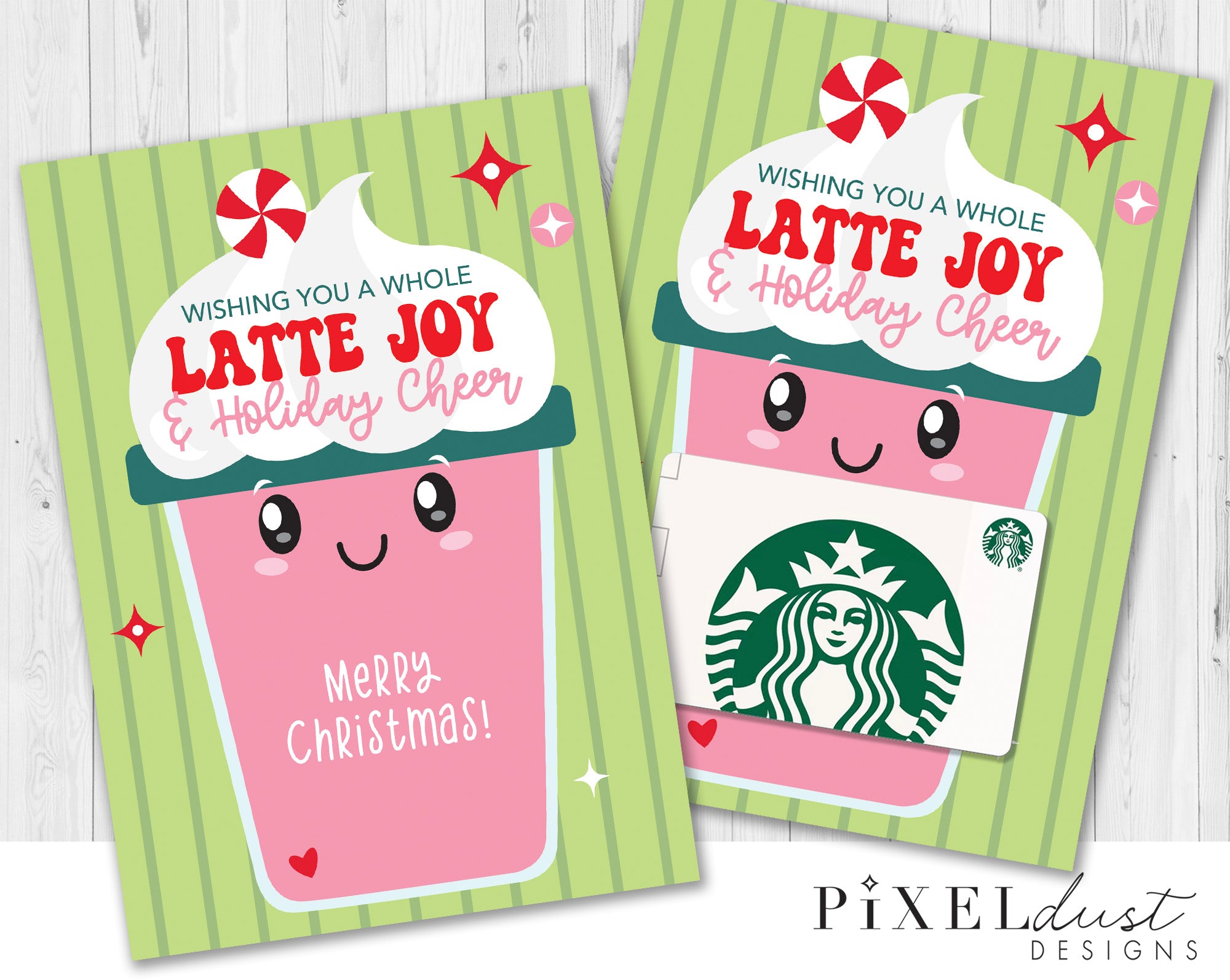 Latte Joy & Holiday Cheer Coffee Gift Card Holder, Christmas Card –  Pixeldust Designs