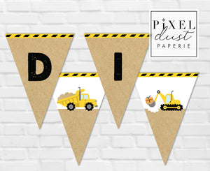 Construction Birthday Party "Dig In" Banner