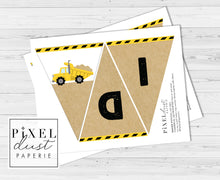 Load image into Gallery viewer, Construction Party &#39;Dig In&#39; Printable Birthday Pennant Banner
