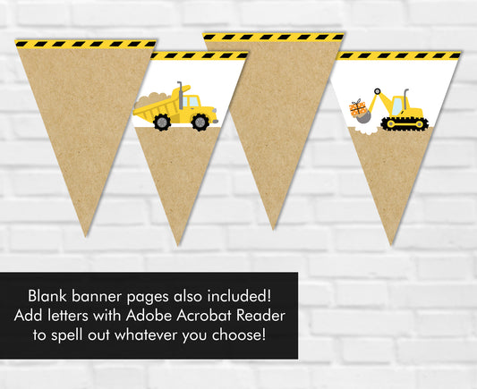 Construction Birthday Party "Dig In" Banner